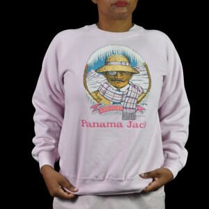Vintage Panama Jack Original Graphic Sweatshirt Pink 80s Crewneck Pastel Medium